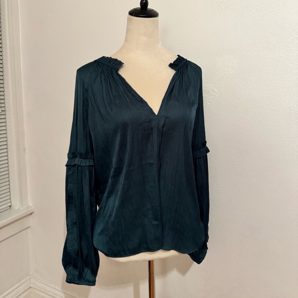 Roan + Ryan Deep Blue Silky Blouse – Size S